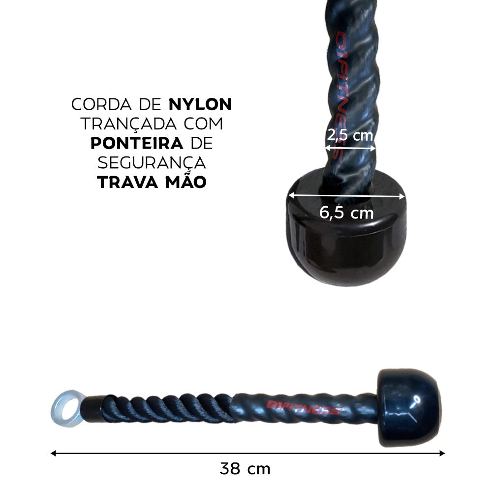 Puxador Unilateral Tríceps Corda Pulley - Emborrachado