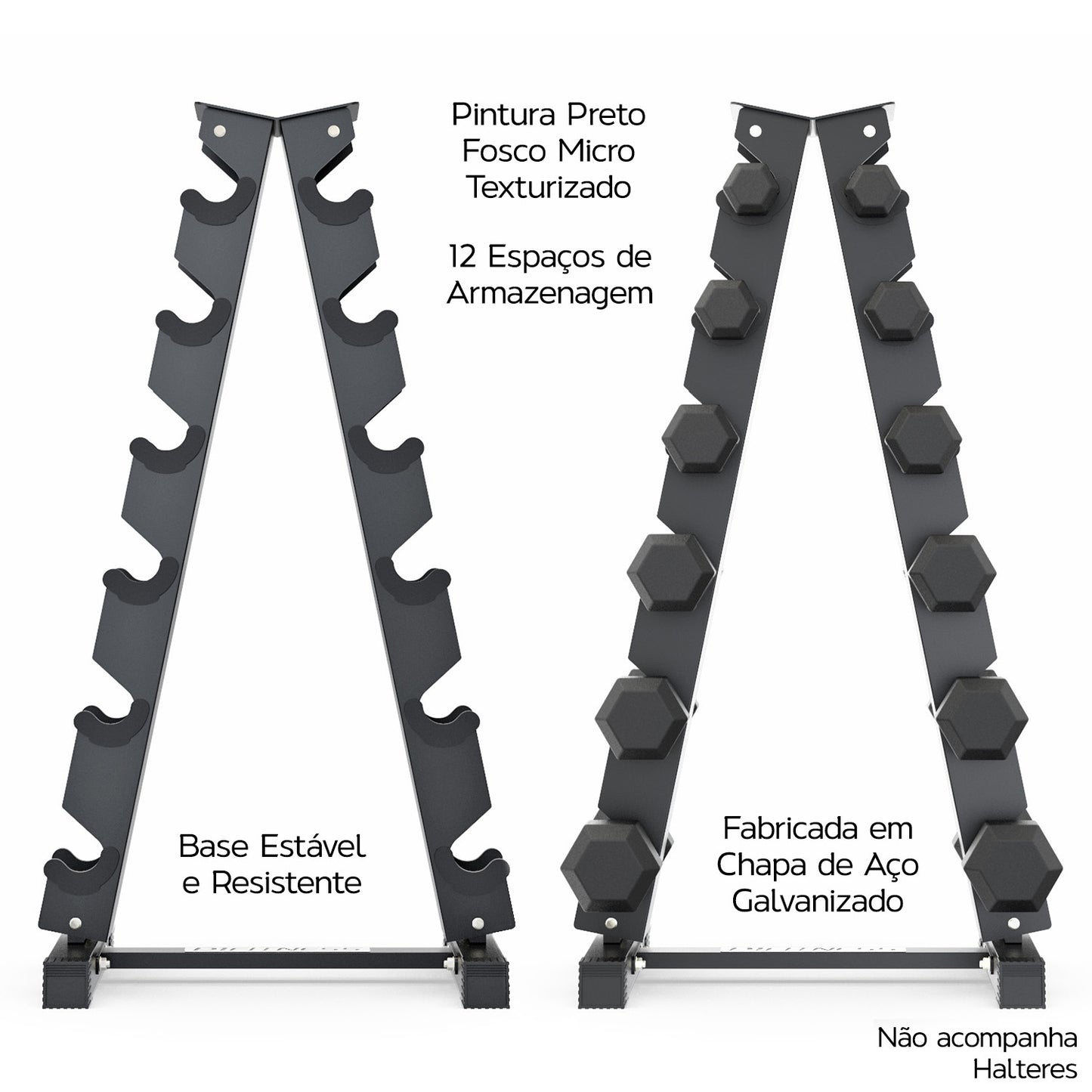 Suporte Para Halter Dumbbell Expositor Torre - 6 Pares