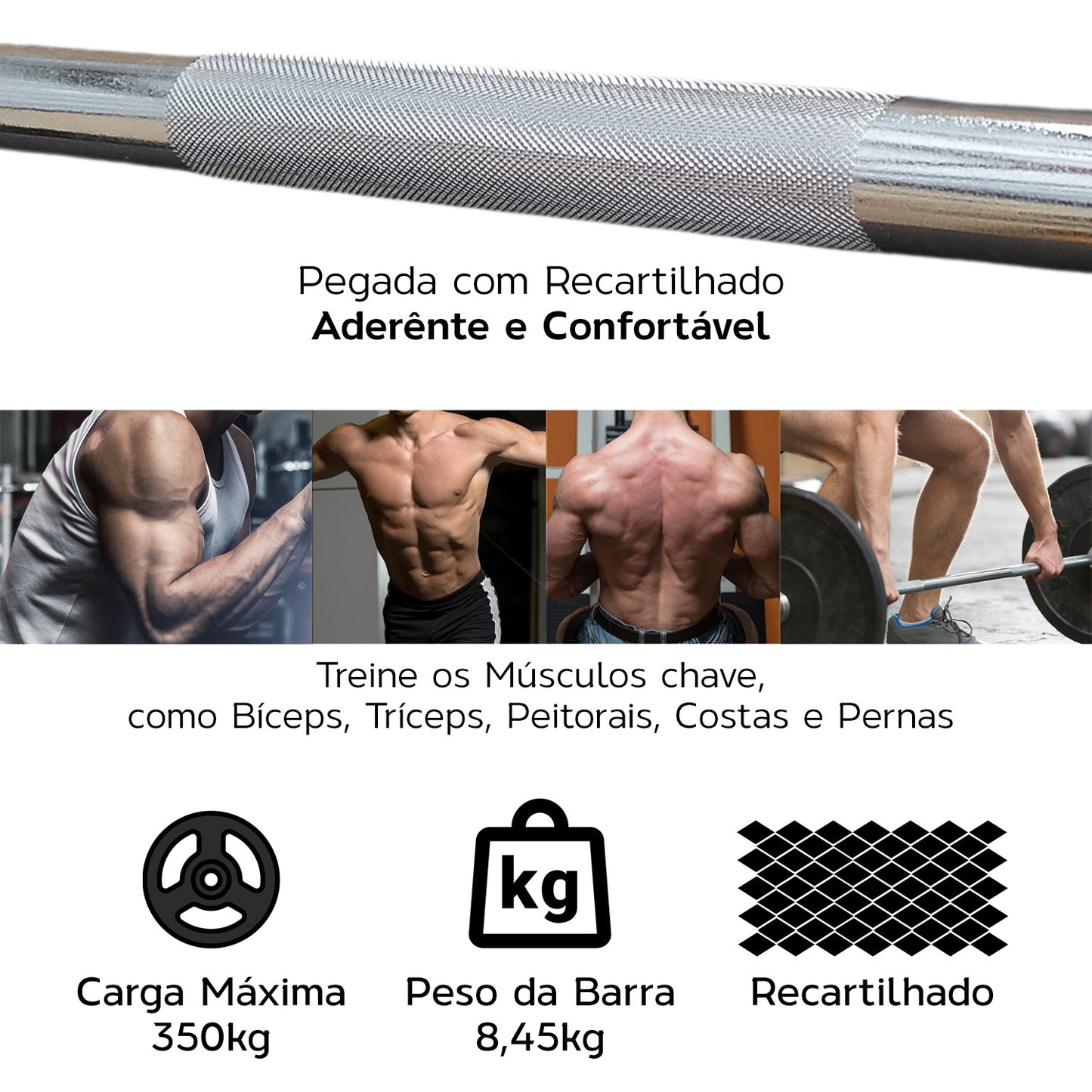 Barra Reta 1,8m com presilha 28mm Lock Press