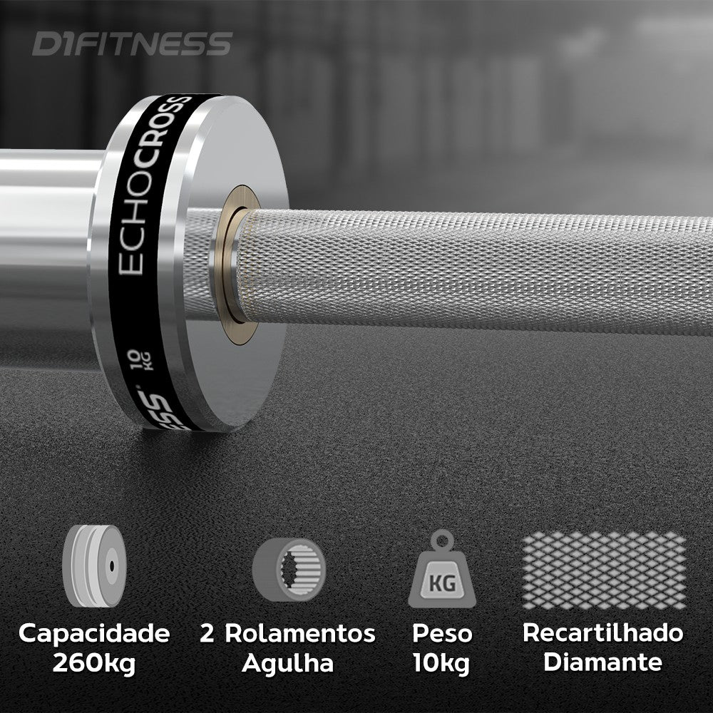 Barra Olímpica 1,70m Júnior Técnica Cromada 10kg - C/ Rolamento