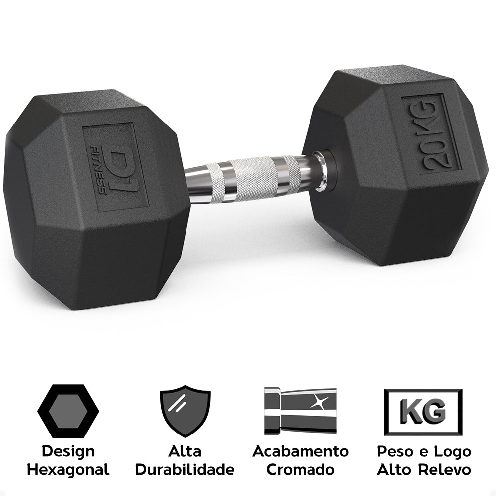 Kit Halteres Sextavado Emborrachado pares 10 a 20kg