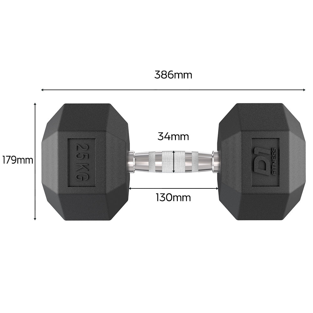 Kit Dumbbell Sextavado Emborrachado - 12,5 a 30kg