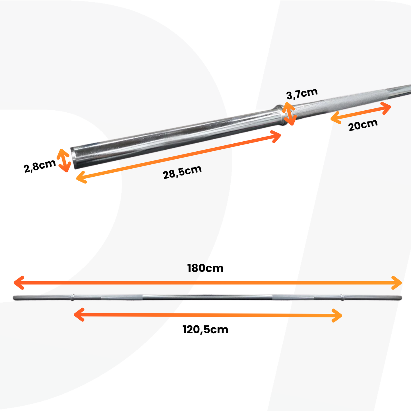 Barra Reta 1,8m com presilha 28mm Lock Press