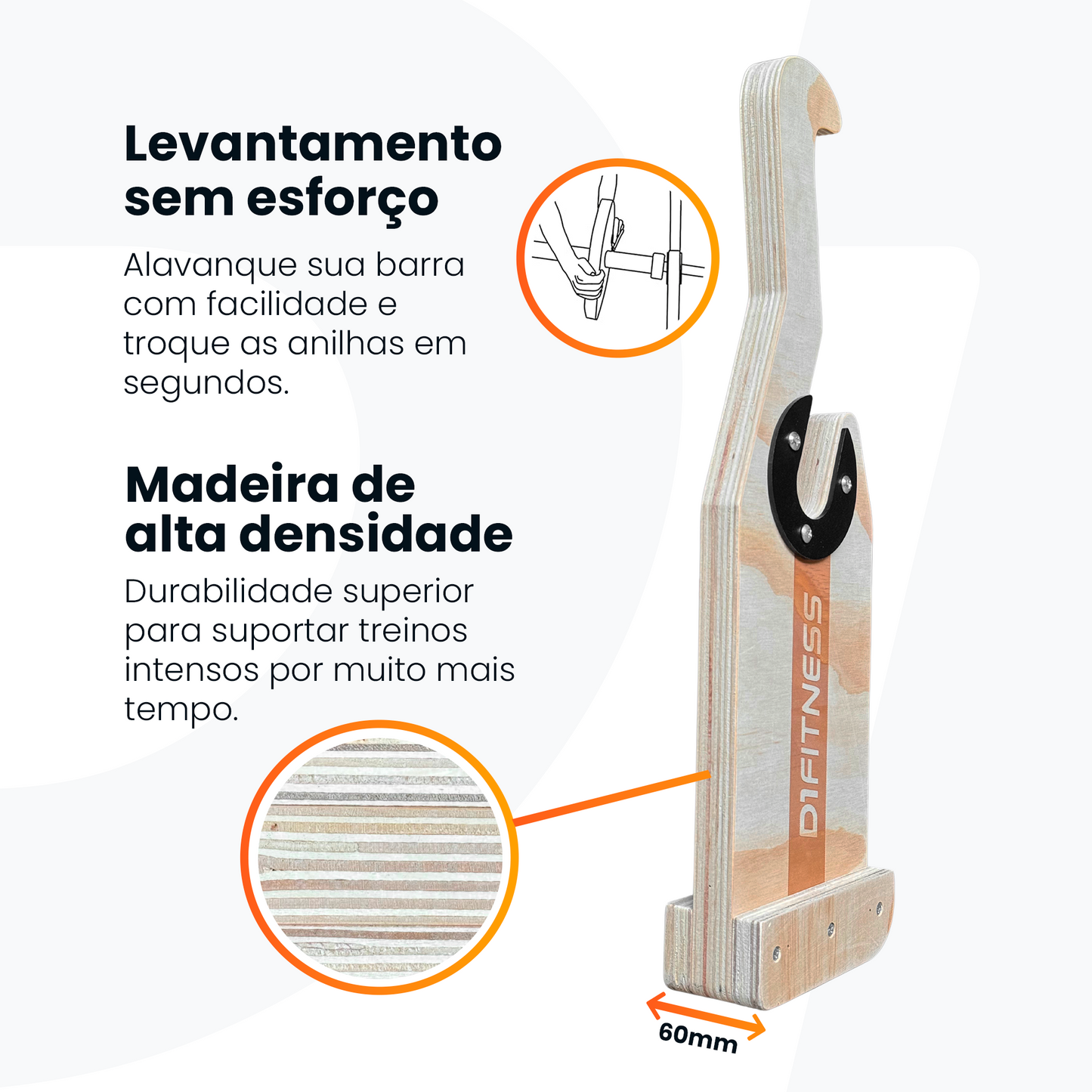 Macaco Barbell Jack de Levantamento Terra em Madeira