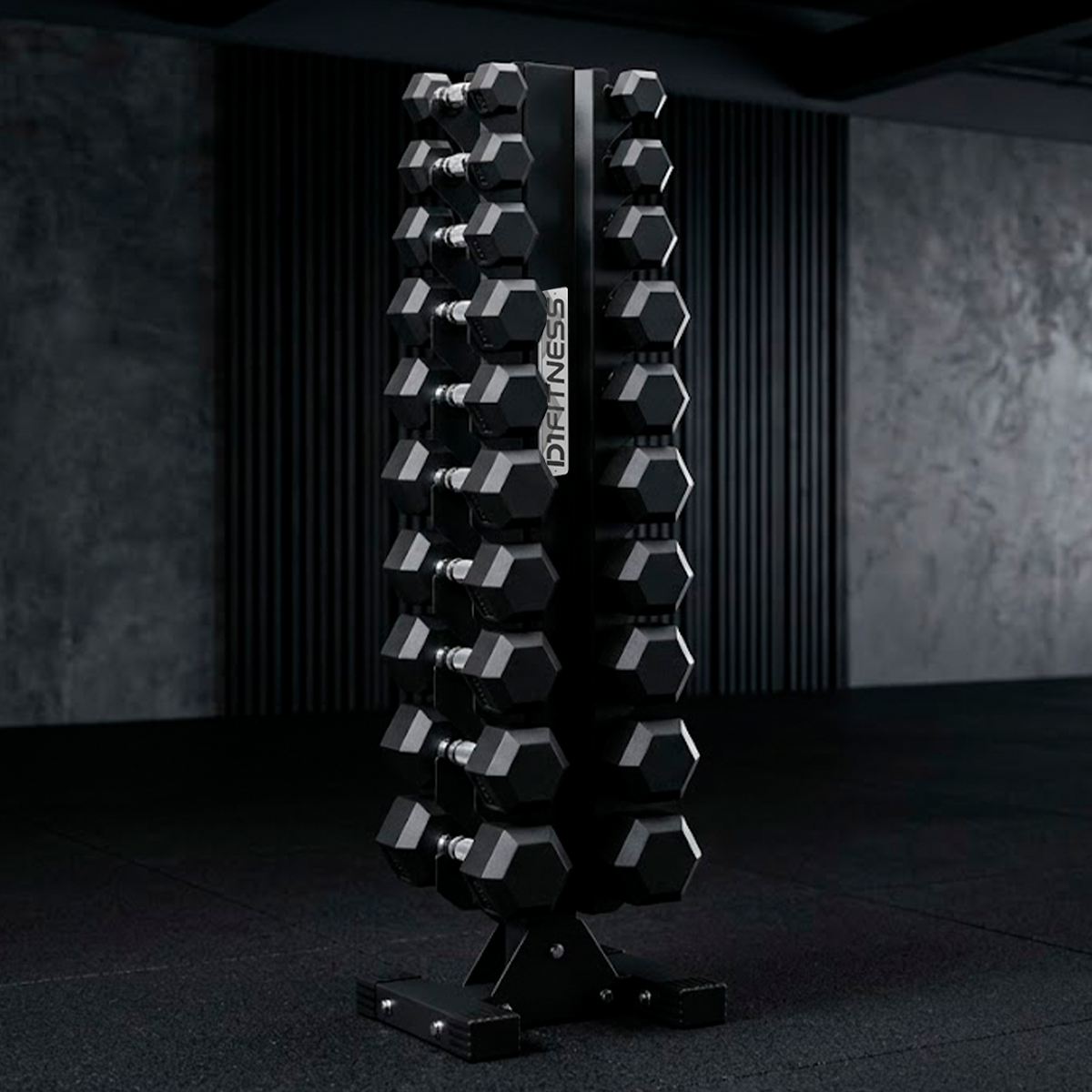 4426 - Kit Halteres Sextavado pares 1 a 10 kg com Suporte Torre