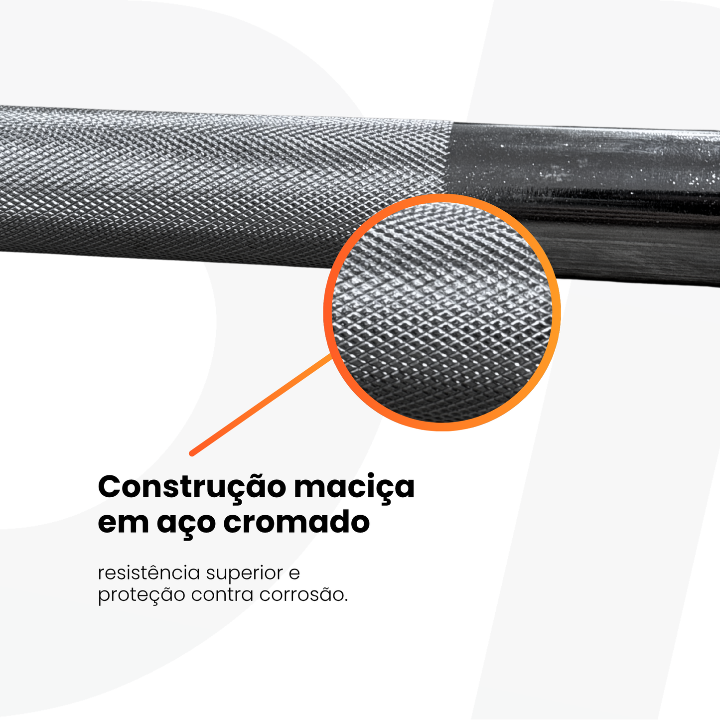 Barra Reta Maciça Cromada 1,80m para Musculação