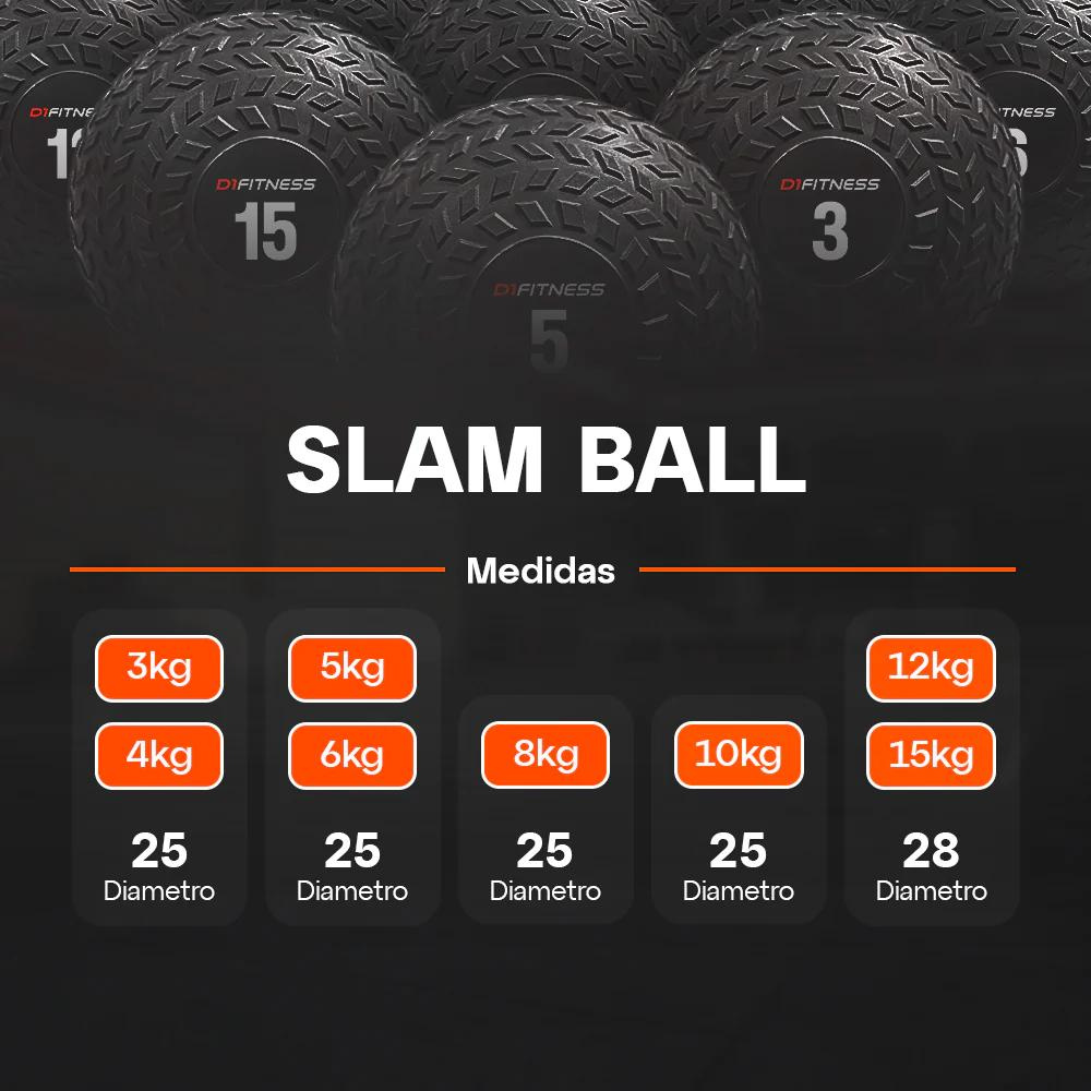 Kit 4 Slam Balls Texturizadas - 3kg, 5kg, 6kg e 8kg
