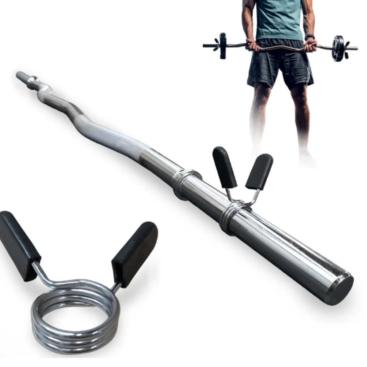 Barra W Maciça 1,2m Cromada para Musculação USADA