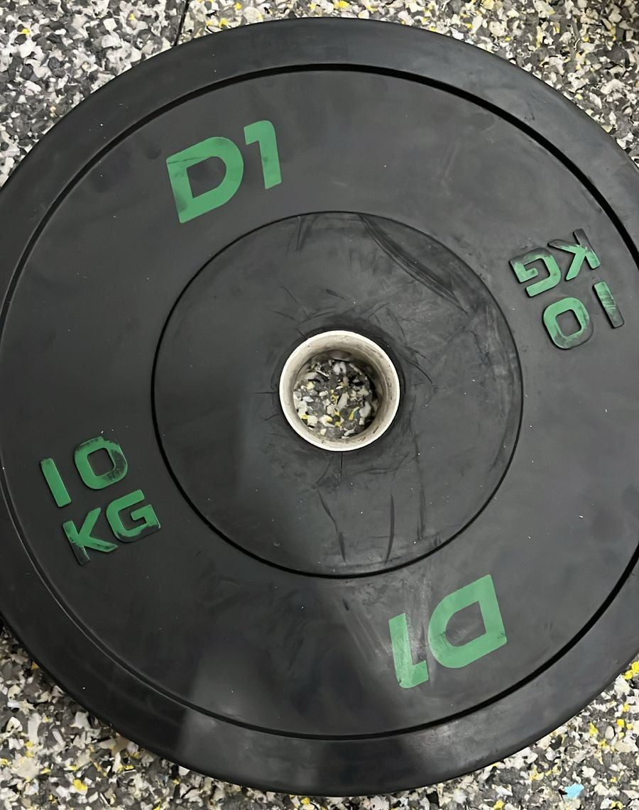 Anilha Olímpica Bumper Preta Cross Training 10kg (logo verde) (OUTLET)