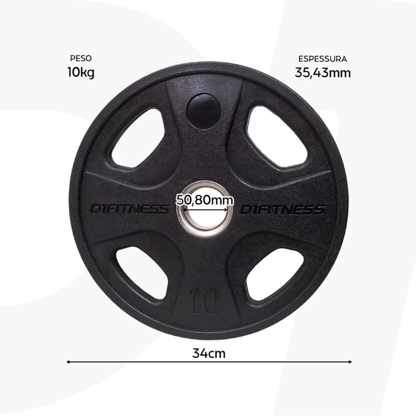 Kit 4 Anilhas Elite Emborrachada 4 Grips 30kg
