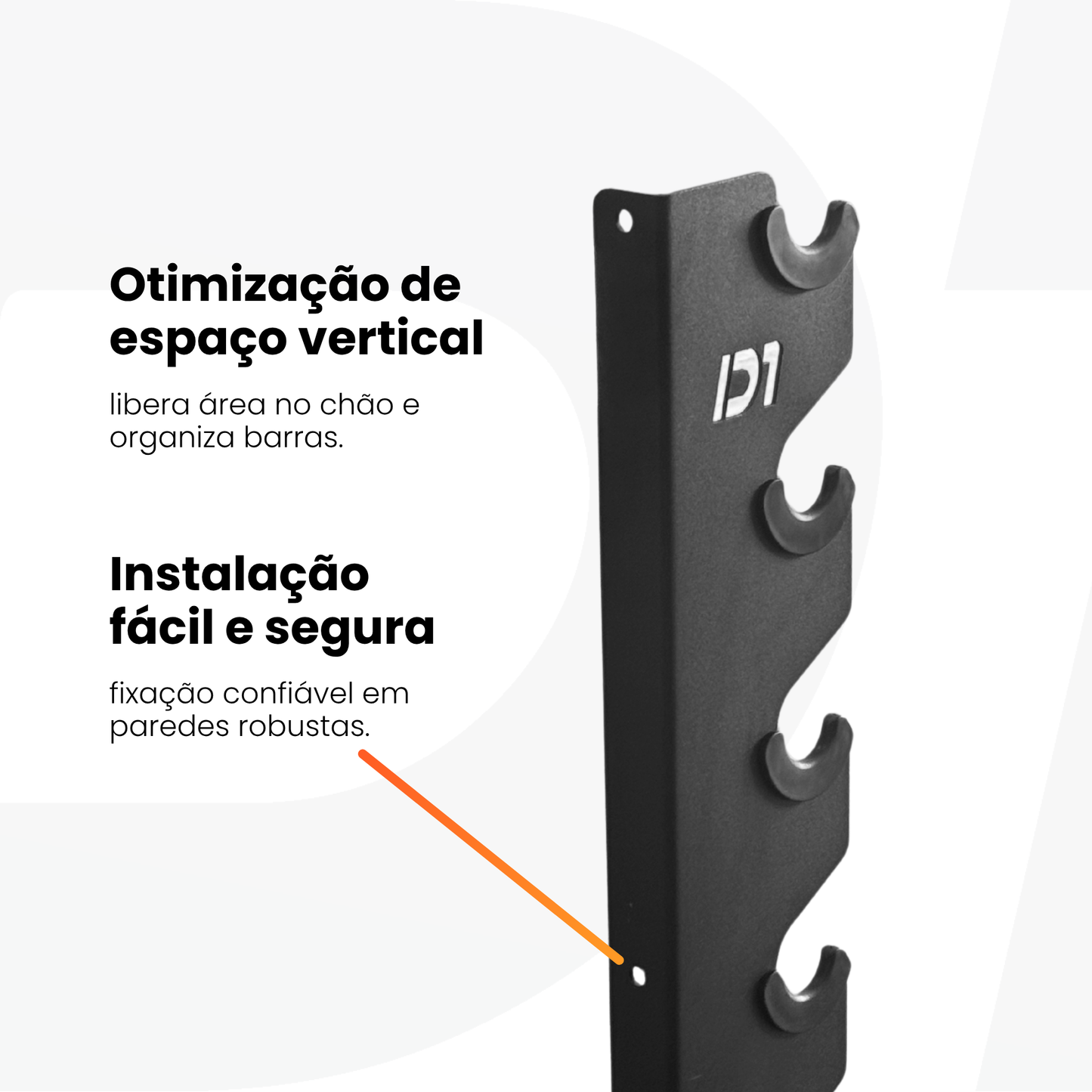 Suporte de parede horizontal para barras