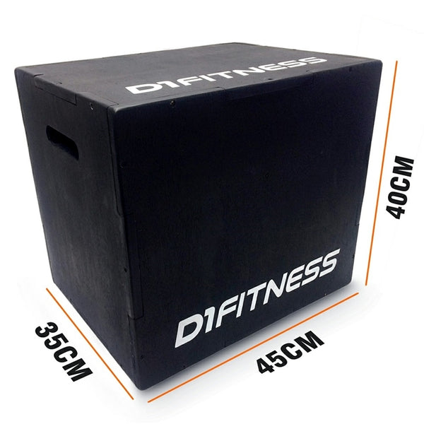 Banco de Elevação - Jump Box Iniciante All Black – 35x40x45cm – D1Fitness