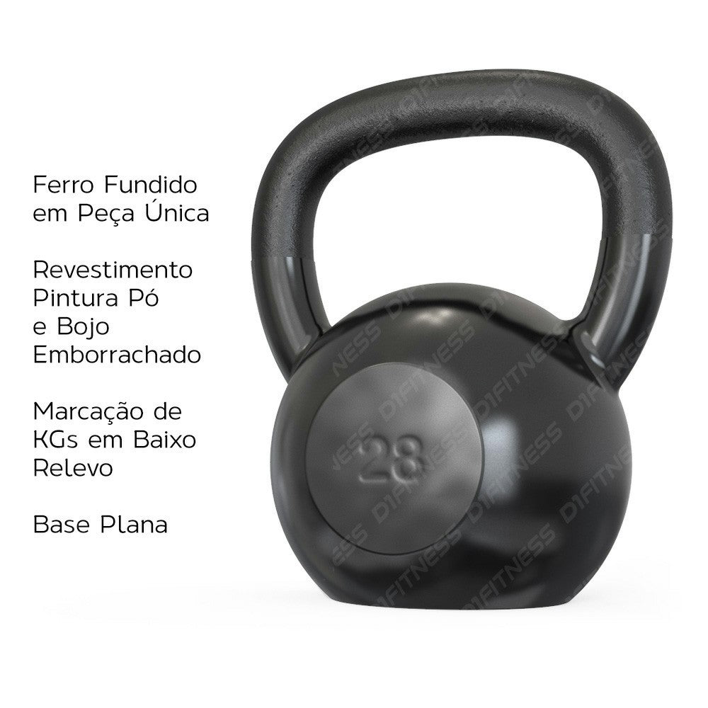 f3 28kg Kettlebell de ferro emborrachado