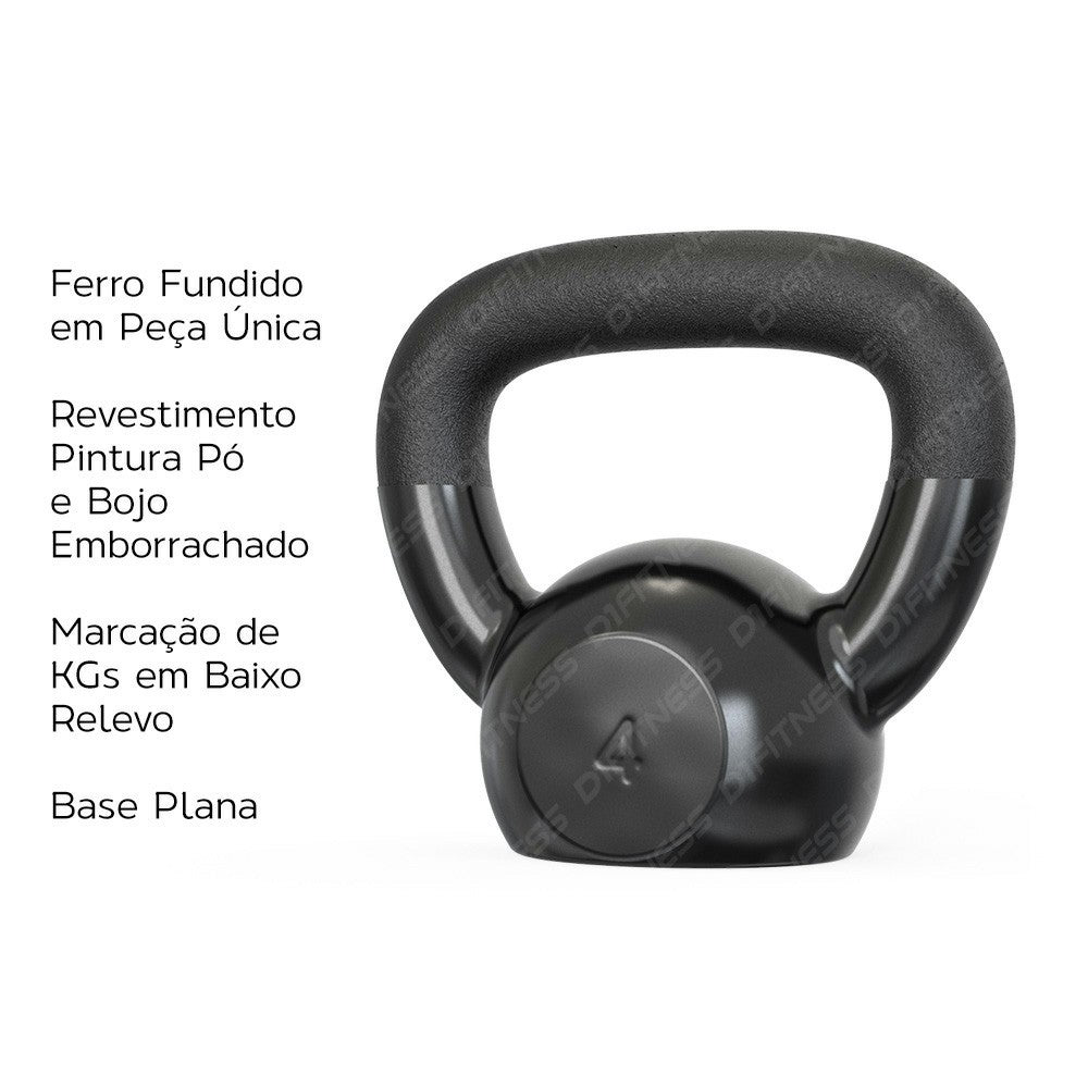 f3 4kg Kettlebell de ferro emborrachado
