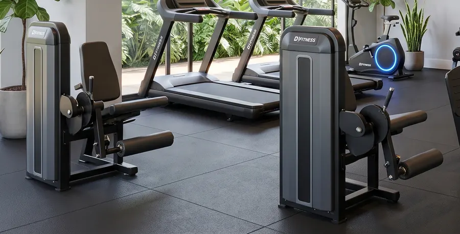 Cadeira extensora e leg press D1Fitness em academia de condomínio
