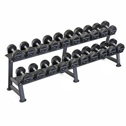 Kit Dumbbell Rubber Elite 12 a 30kg Com Suporte - D1Fitness