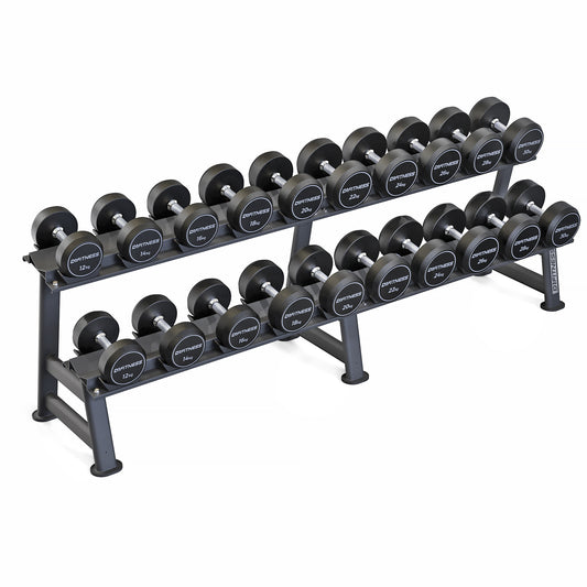 Kit Dumbbell Rubber Elite 12 a 30kg Com Suporte