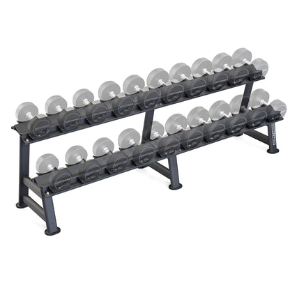 Kit Dumbbell Rubber Elite 12 a 30kg Com Suporte - D1Fitness