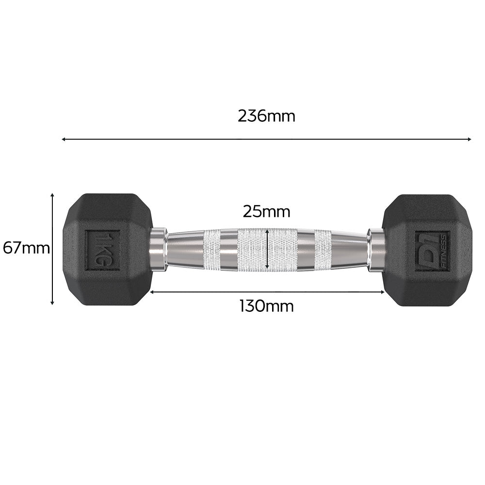 Kit Halteres Sextavado pares 1kg a 5kg