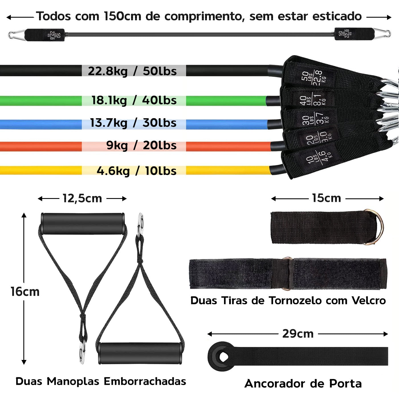 Kit Elásticos Extensores com Acessórios