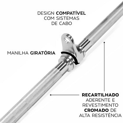 Puxador Pulley Tríceps Barra Reta Cromada c/ Rolamento