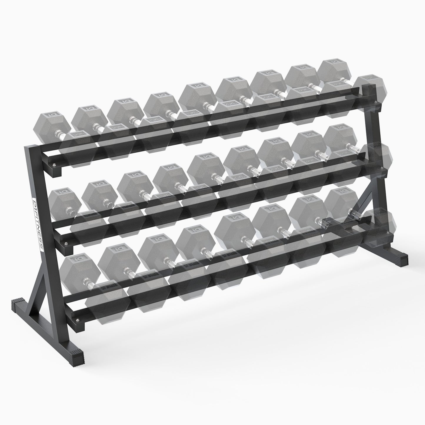 Suporte Expositor Longo 3 Andares para Halter Sextavado - 1,7m