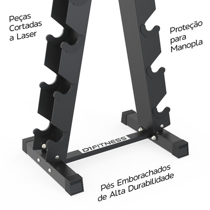 Kit Halteres Sextavado Pares 4/5/6/10/12,5/15kg (105kg) Com Suporte Vertical