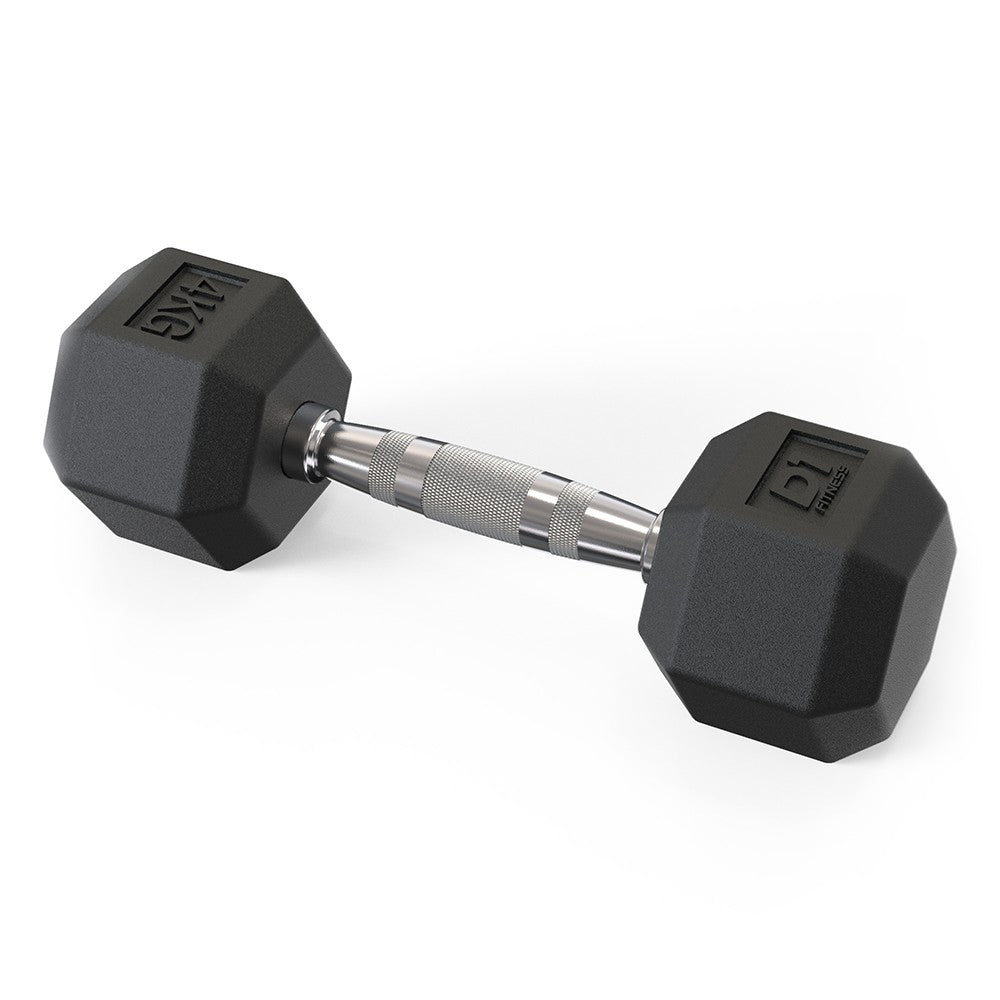 Halter Dumbbell Sextavado Emborrachado Cromado 4kg (OUTLET)