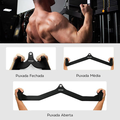 Kit Puxador Anatômico Revestido Musculação com Suporte