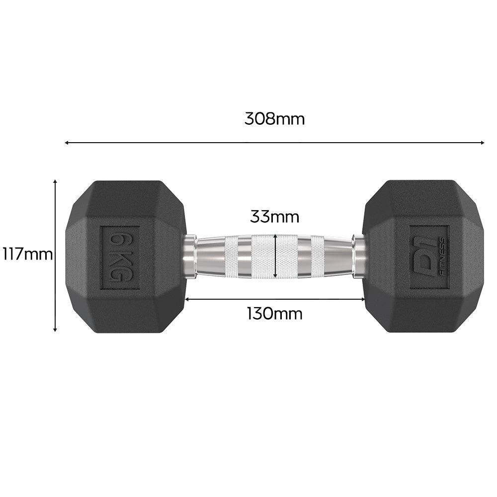 Kit Halteres Sextavado Emborrachado Pares 6kg 8kg 10kg