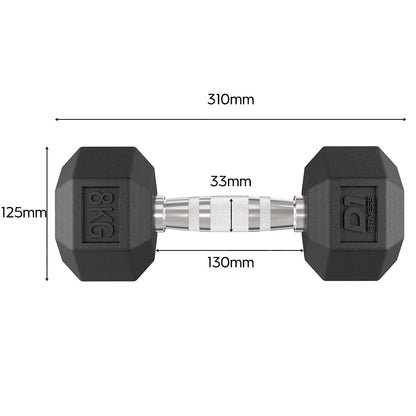 Kit Halteres Sextavado Emborrachado Pares 6kg 8kg 10kg