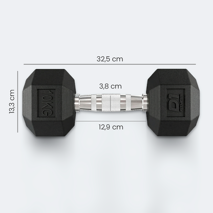 Kit Halteres Sextavado Emborrachado pares 10 a 20kg