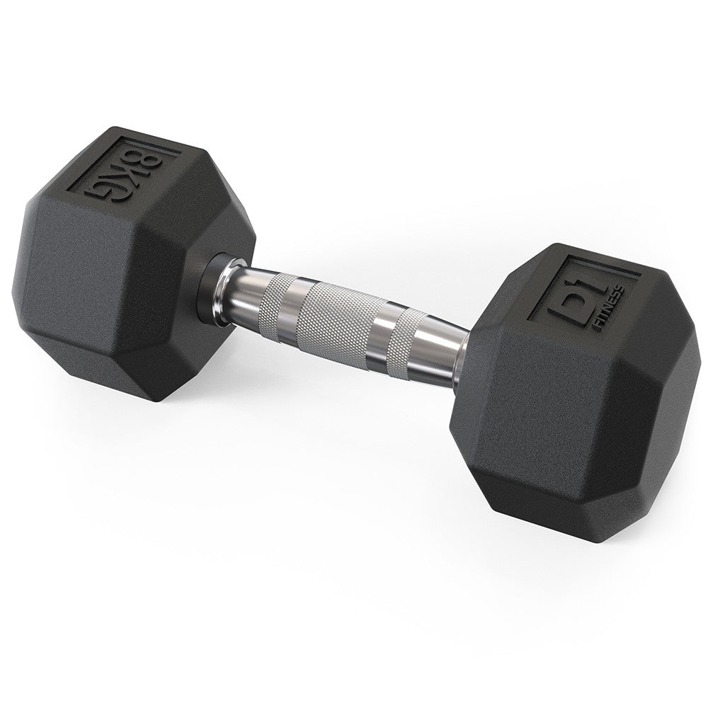 Halter Dumbbell Sextavado Emborrachado Cromado 8kg USADO