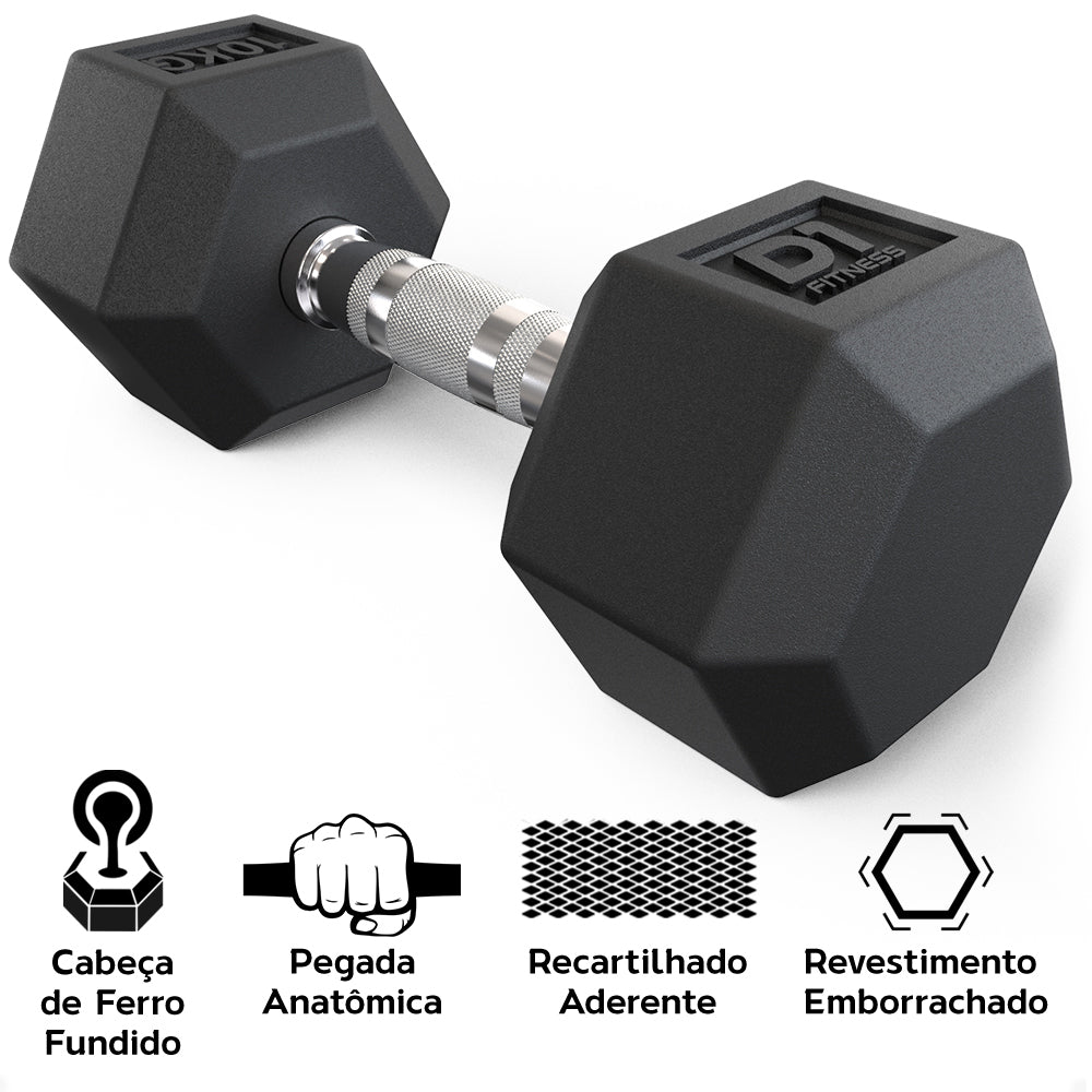 Kit Halteres Sextavado - Pares 1 a 10kg Com Suporte Torre