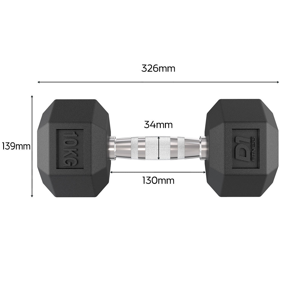 Kit Halter Dumbbell Sextavado Emborrachado Cromado 1 a 20kg