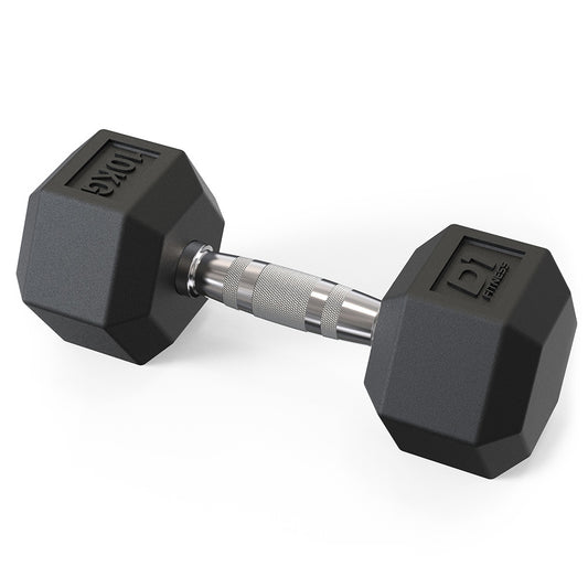 Halter Dumbbell Sextavado Emborrachado Cromado 10kg (OUTLET)