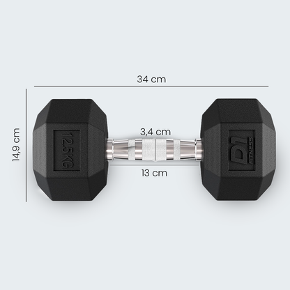 Kit Halter Dumbbell Sextavado Emborrachado Cromado 1 a 20kg - D1Fitness