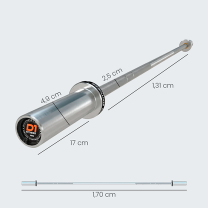 Barra Olímpica 1,70m Júnior Técnica Cromada 10kg - C/ Rolamento