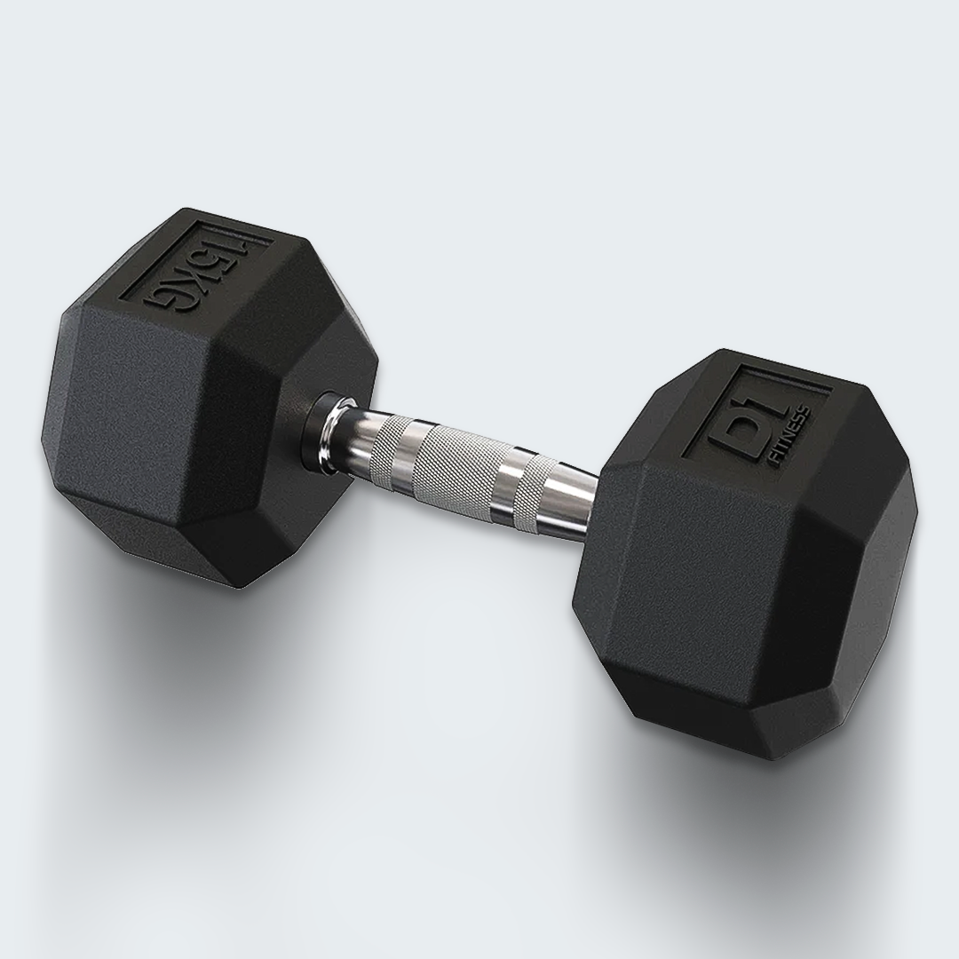 Kit Halteres Sextavado Emborrachado pares 10 a 30kg - D1Fitness