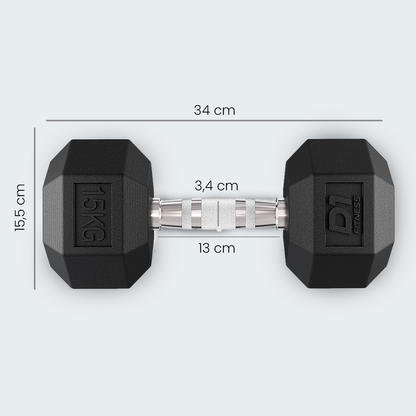 Kit Halteres Sextavado Emborrachado pares 10 a 20kg