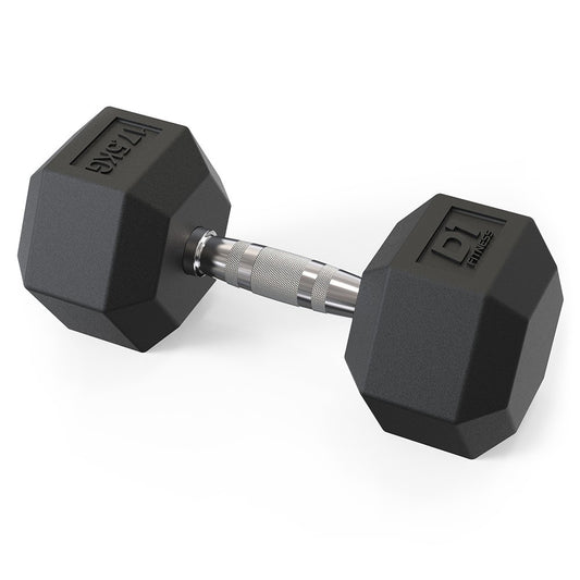 Halter Dumbbell Sextavado Emborrachado Cromado 17,5kg - USADO