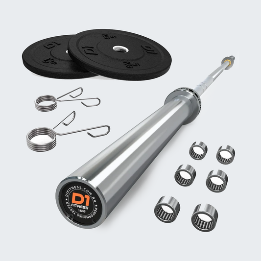 kit Barra Olímpica Feminina + Anilha 5kg + Presilha