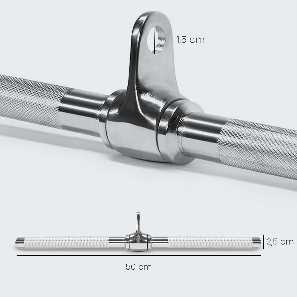 Puxador Pulley Tríceps Barra Reta Cromada C Rolamento