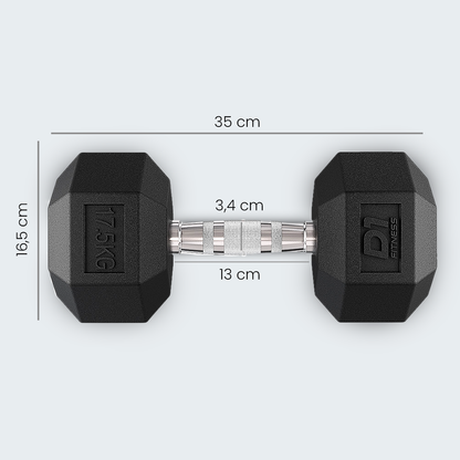 Kit Halter Dumbbell Sextavado Emborrachado Cromado 1 a 20kg - D1Fitness