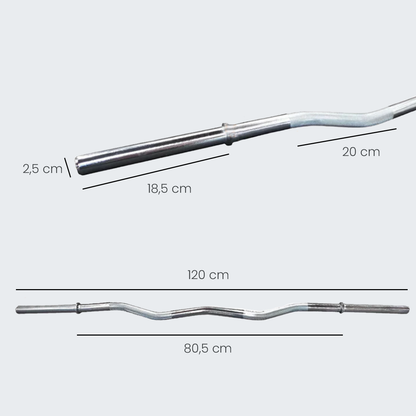 Barra W Maciça 1,2m Cromada para Musculação