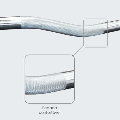 Barra W Maciça 1,2m Cromada para Musculação