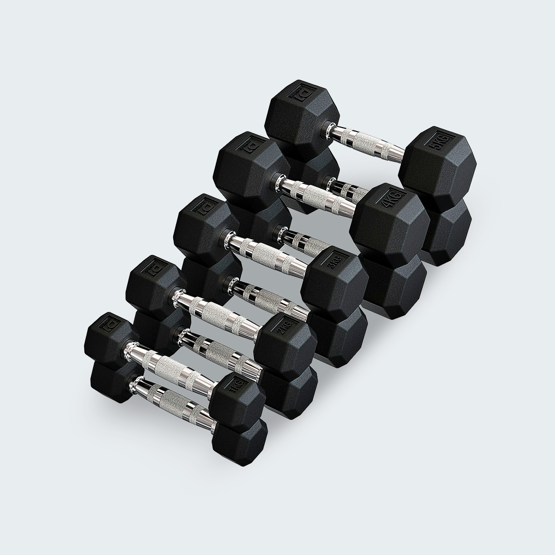 Kit Halteres Sextavado pares 1kg a 5kg - D1Fitness