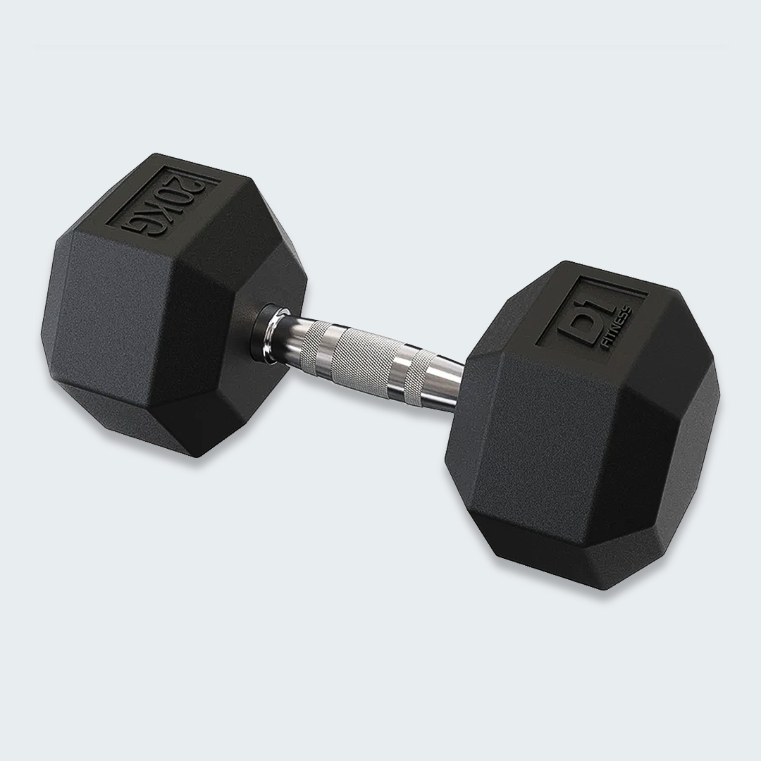 Kit Halteres Sextavado Emborrachado pares 10 a 30kg - D1Fitness