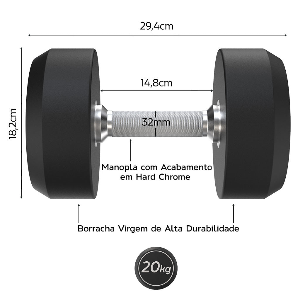 Dumbbell Rubber Elite 20kg (OUTLET)