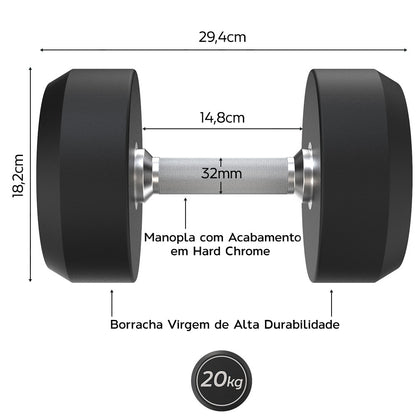 Dumbbell Rubber Elite 20kg (OUTLET)